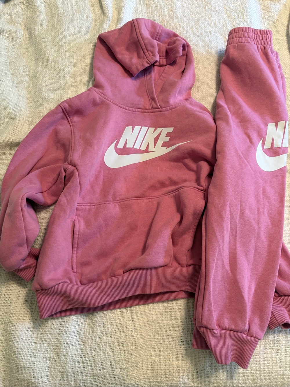 Nike Kids Pink Pullover Hoodie with White Logo size  6